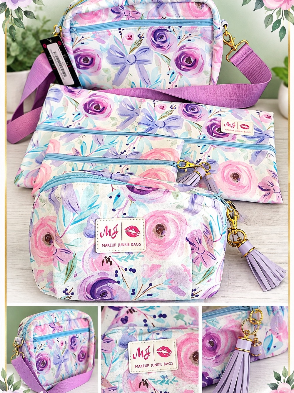 Floral Lavender Crossbody & Pouch Set